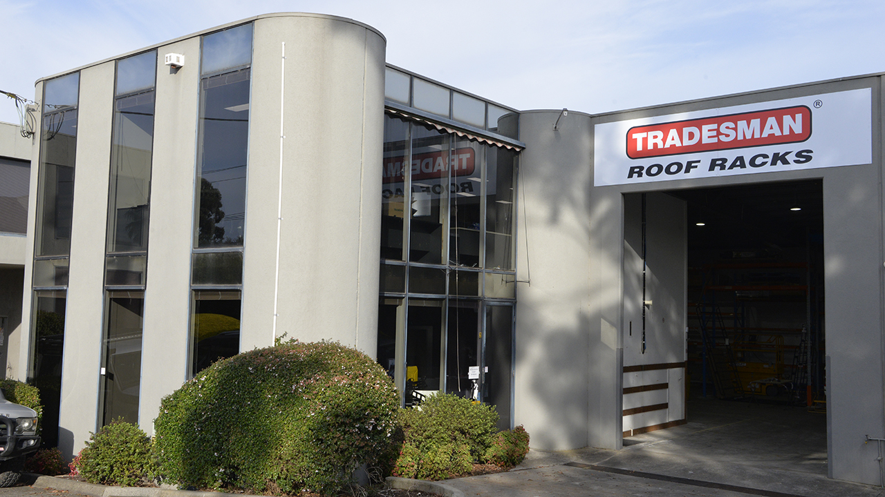 Tradesman Roof Racks offices and installation bay at 7 Newcastle Road Bayswater Victoria